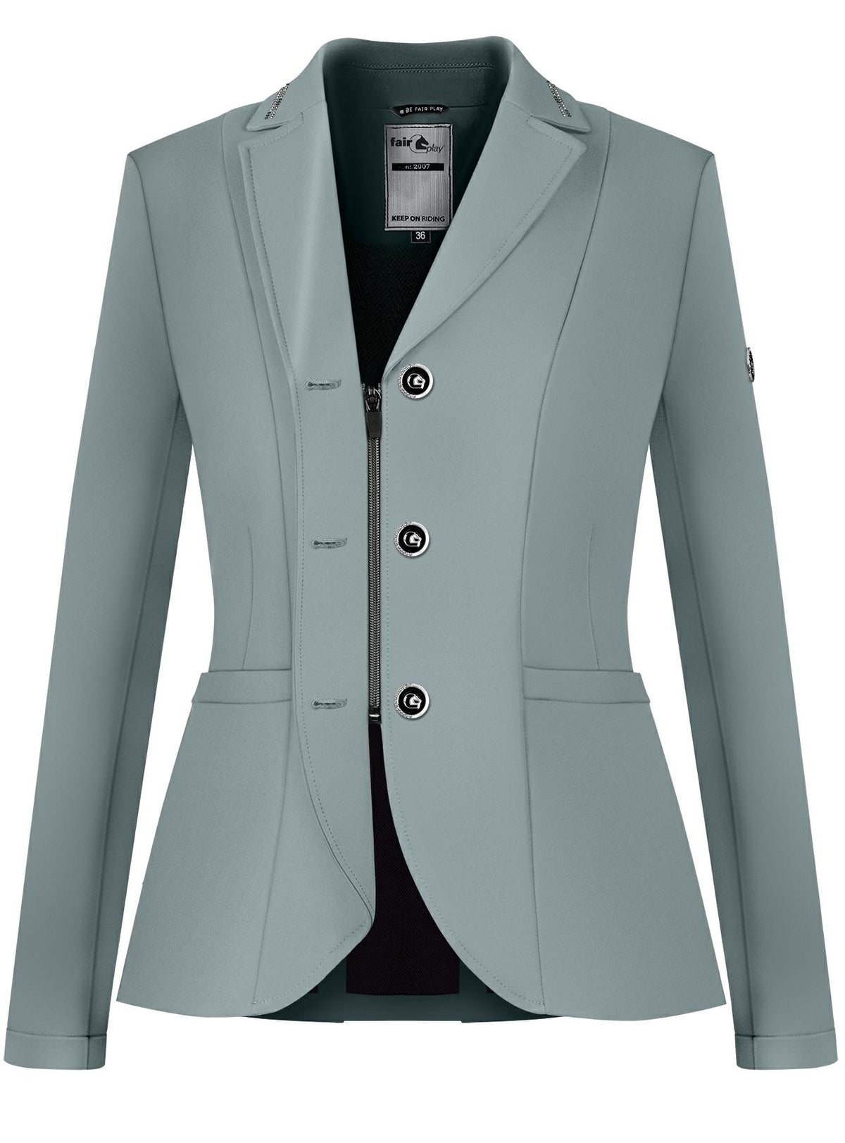 Fair Play Natalie show jacket with subtle crystal detailing around the collar.