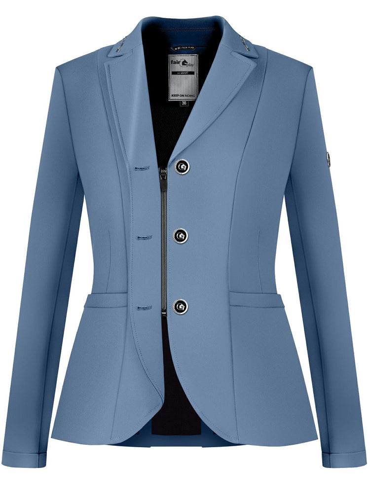 Fair Play Natalie dressage show jacket with double back vents for a polished saddle fit.