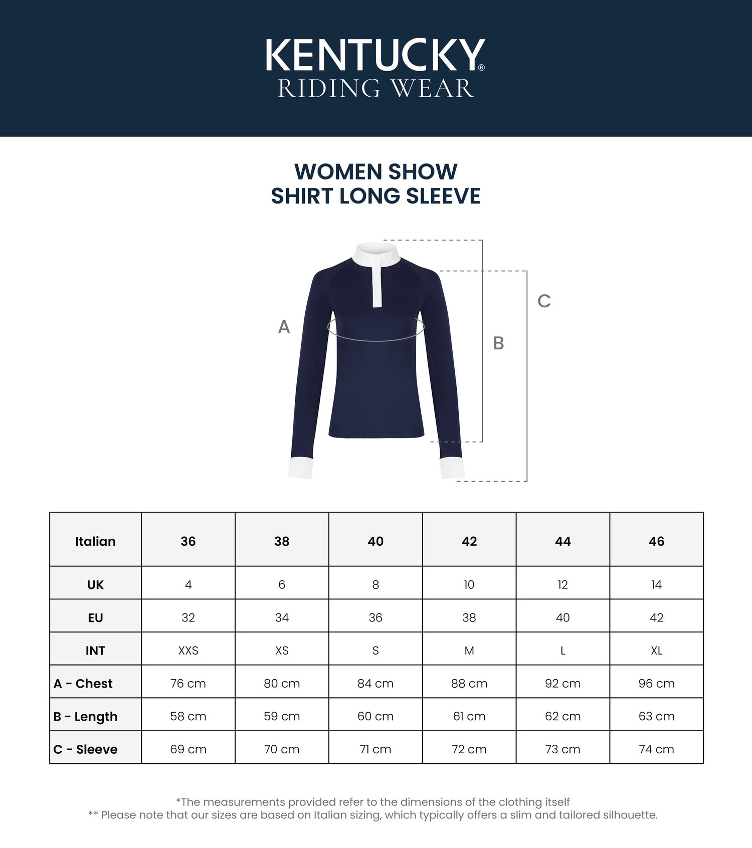 Kentucky Show Shirt Size Chart
