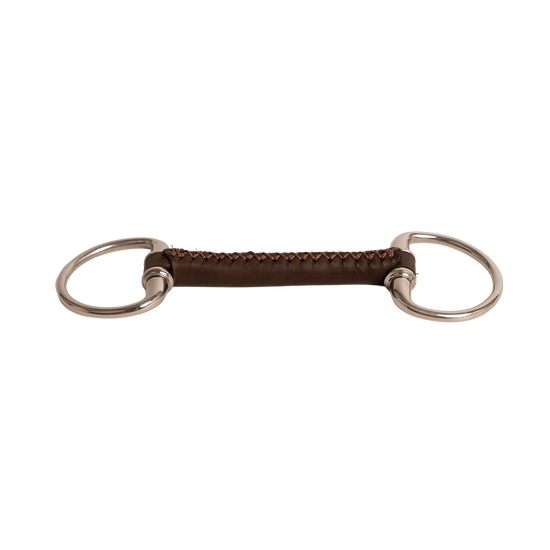 Fixed ring leather horse bit for a quiet position in the mouth