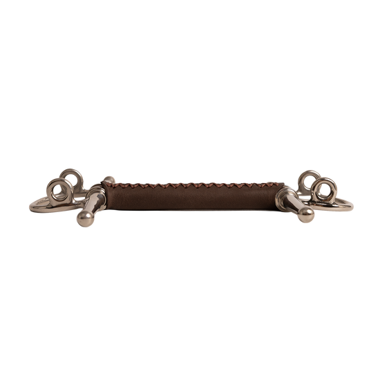 Full cheek gag bit with leather mouthpiece for lateral guidance