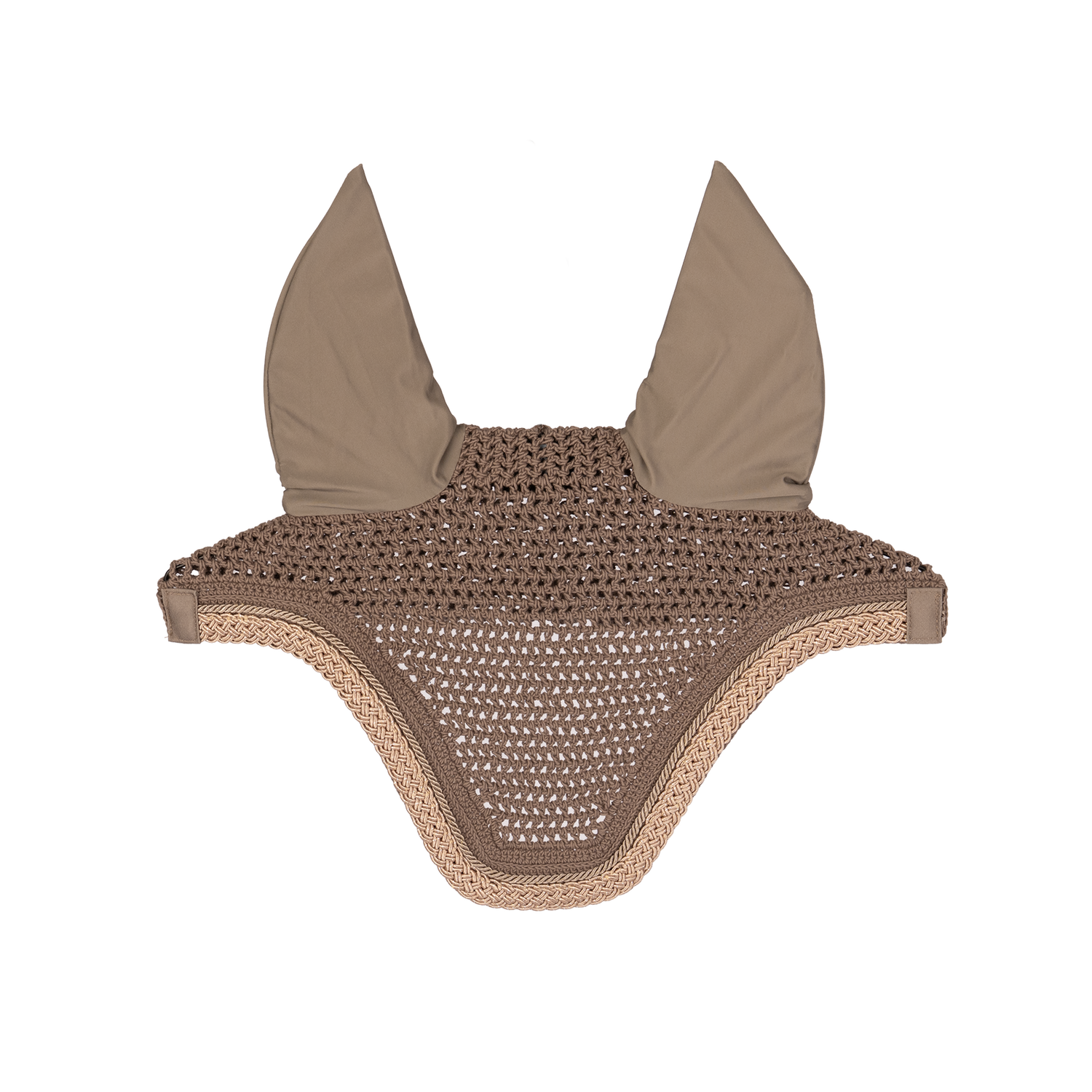 Hand-knitted equestrian fly veil designed to protect the horse&