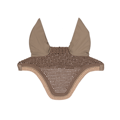 Hand-knitted equestrian fly veil designed to protect the horse&