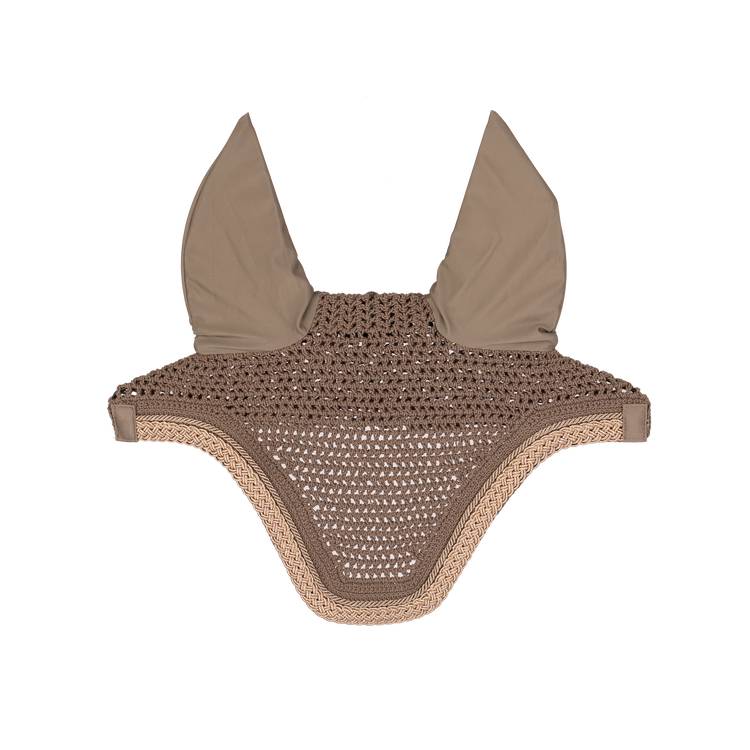 Hand-knitted equestrian fly veil designed to protect the horse&