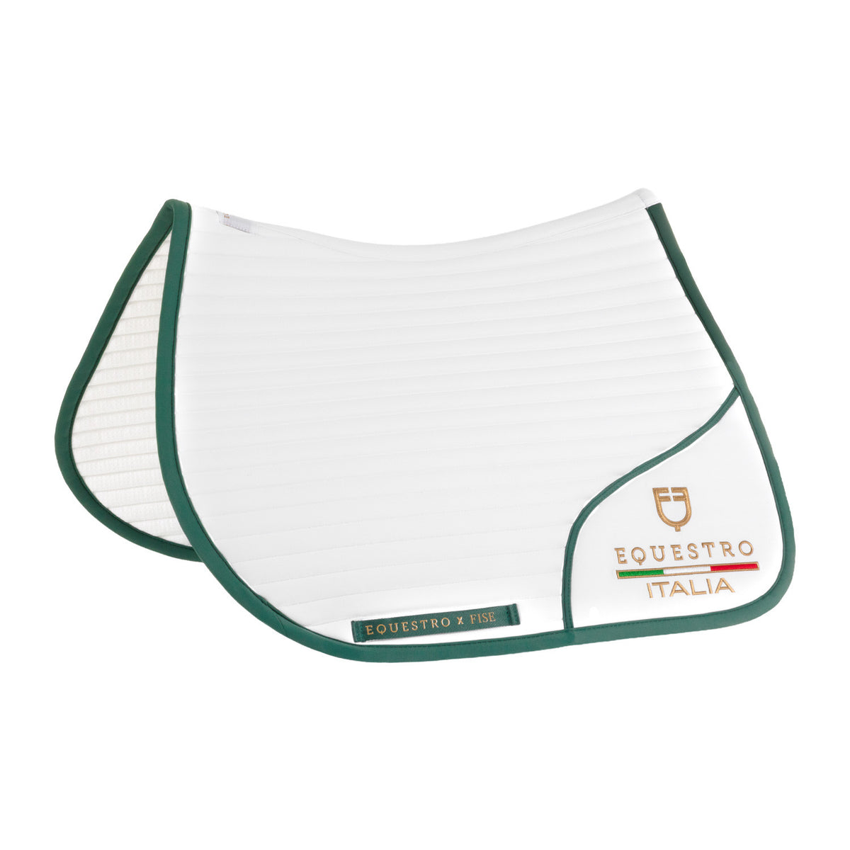 Horizontal quilted jumping saddle pad designed for equestrian training