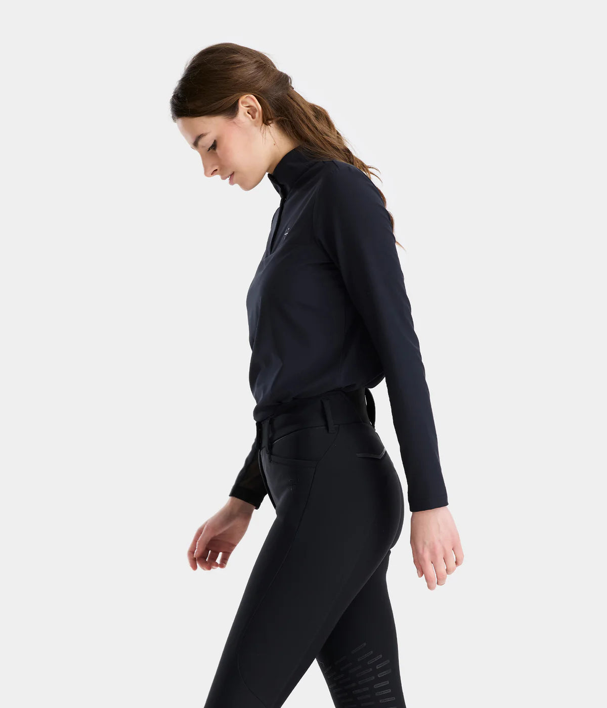 Long-sleeved Horse Pilot riding shirt with UV protection and breathable mesh panels.