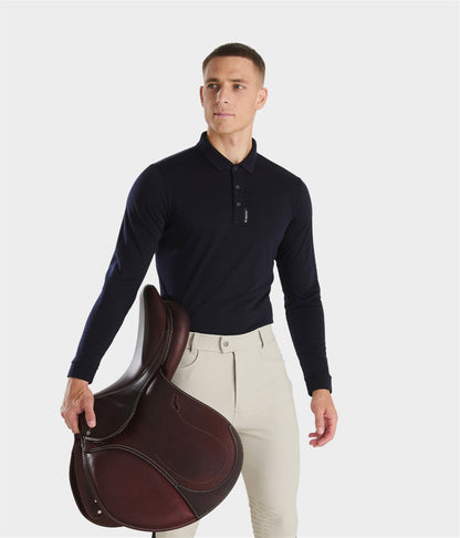 Thermoregulating riding top for male riders blue