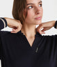 Breathable and odor-resistant wool polo dark night