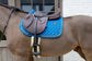 Horse print velvet dressage saddle pad with star quilted design