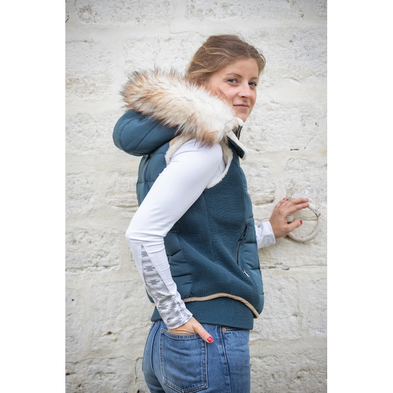 Horse riding vest for women with a practical equestrian design.