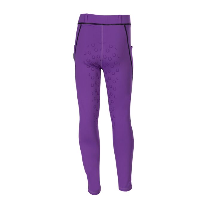 Equestrian leggings for kids with horseshoe-pattern silicone grip