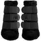 Soft faux fur dressage boots for horses black