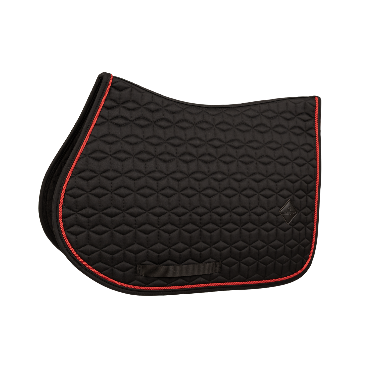 Jumping saddle pad with cord trim and anatomical wither shape