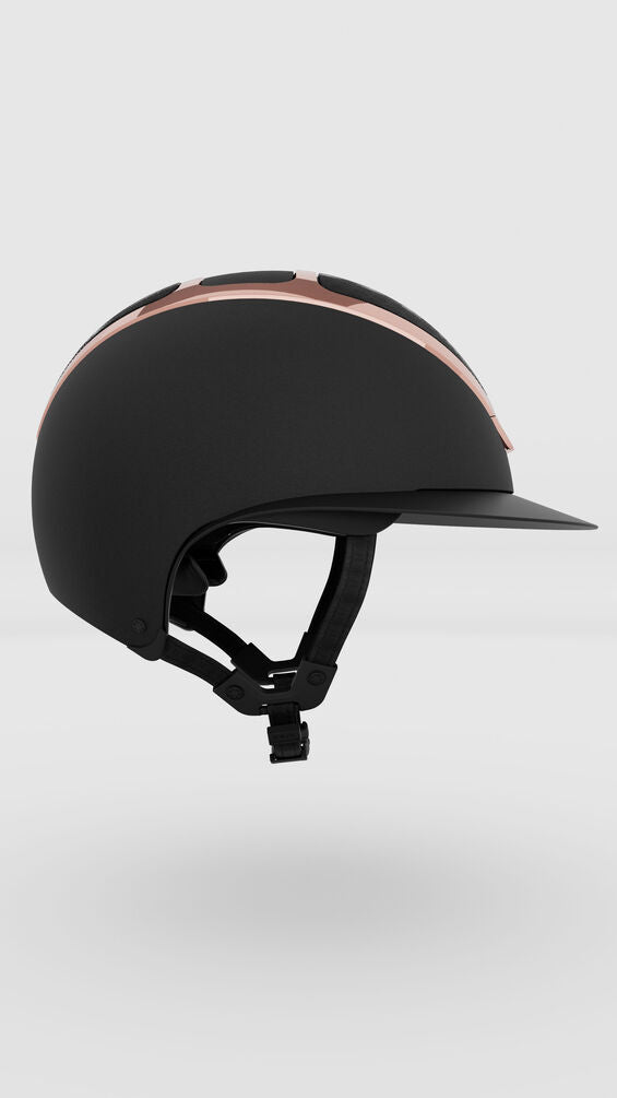 Elegant KASK Star Lady Chrome Black/Everyrose competition riding helmet made in Italy.