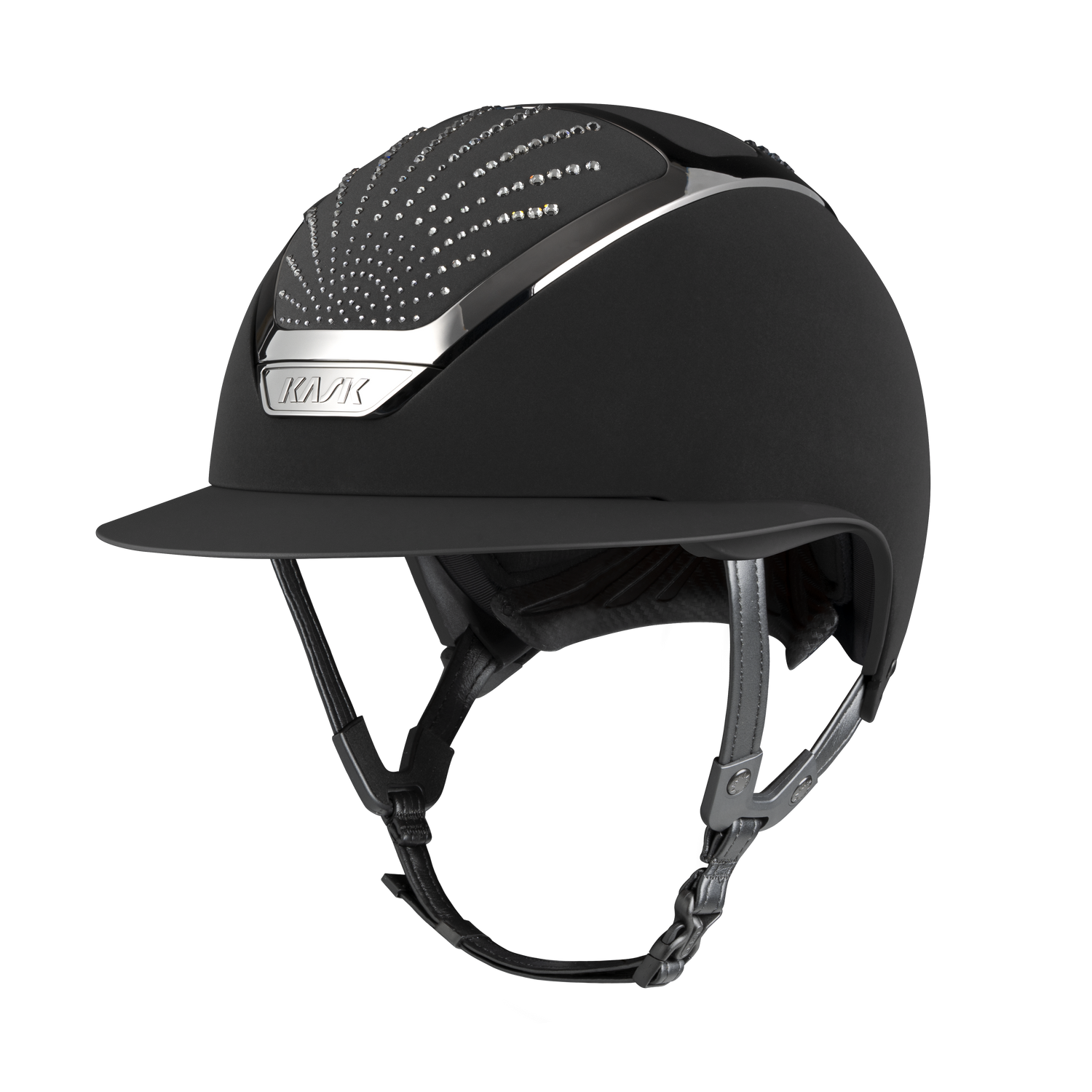 Premium KASK Star Lady Chrome Origin equestrian helmet with a shiny chrome frame
