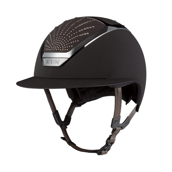 KASK Star Lady Chrome Origin riding helmet with Swarovski® crystals and a wide brim.