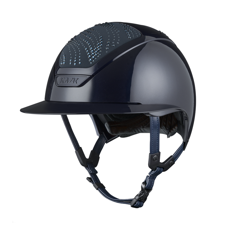 Navy shine horse riding helmet with Swarovski