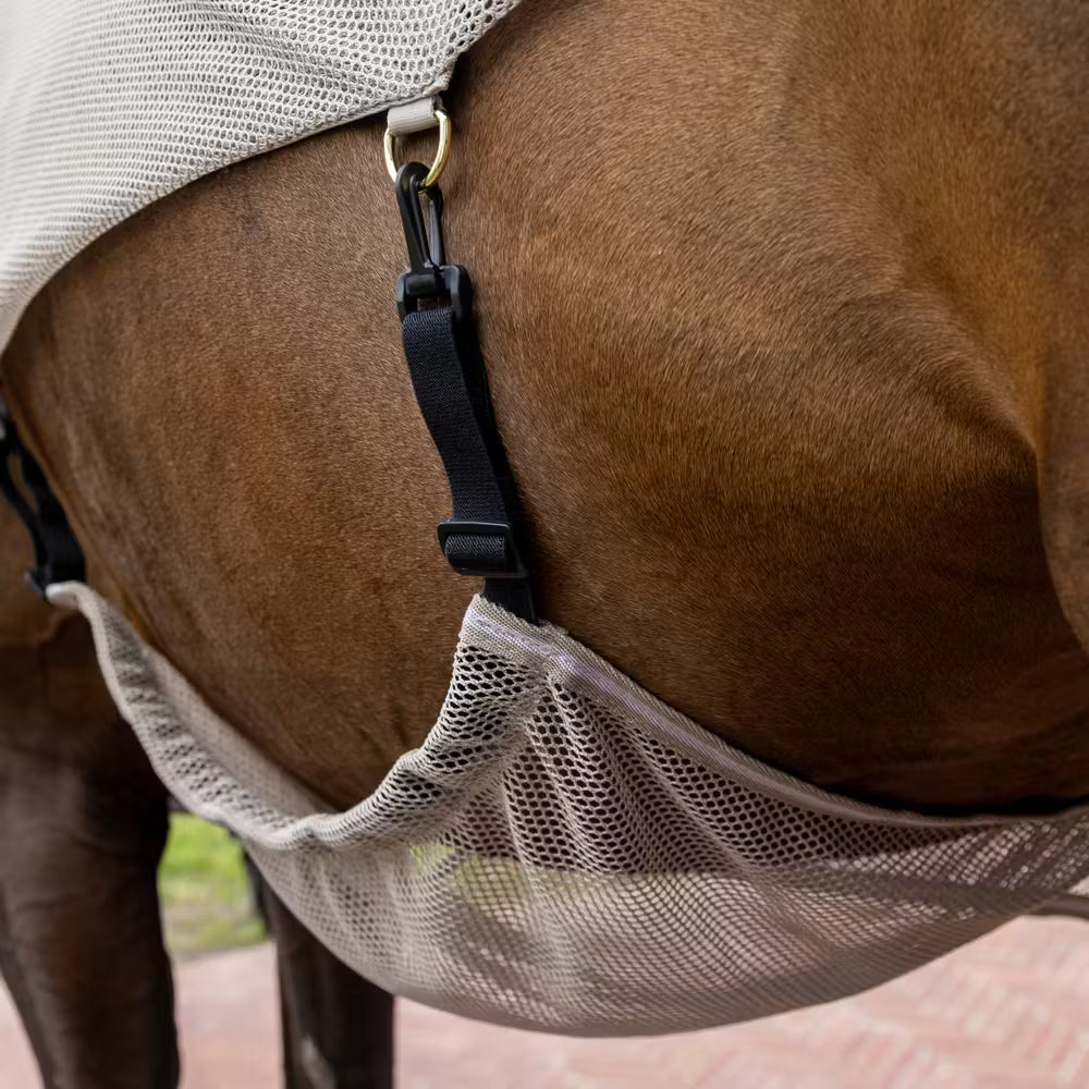 Kentucky Horsewear fly rug with integrated belly cover for added protection.