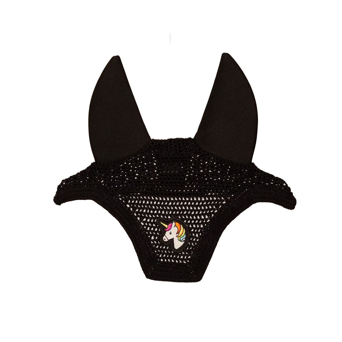 Kentucky Wellington Unicorn Soundless Fly Veil in black with sound-reducing ears.