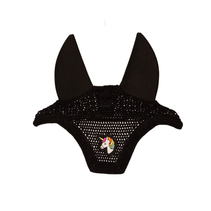 Kentucky Wellington Unicorn Soundless Fly Veil in black with sound-reducing ears.