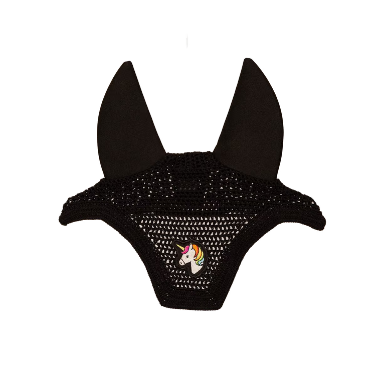 Kentucky Wellington Unicorn Soundless Fly Veil in black with sound-reducing ears.
