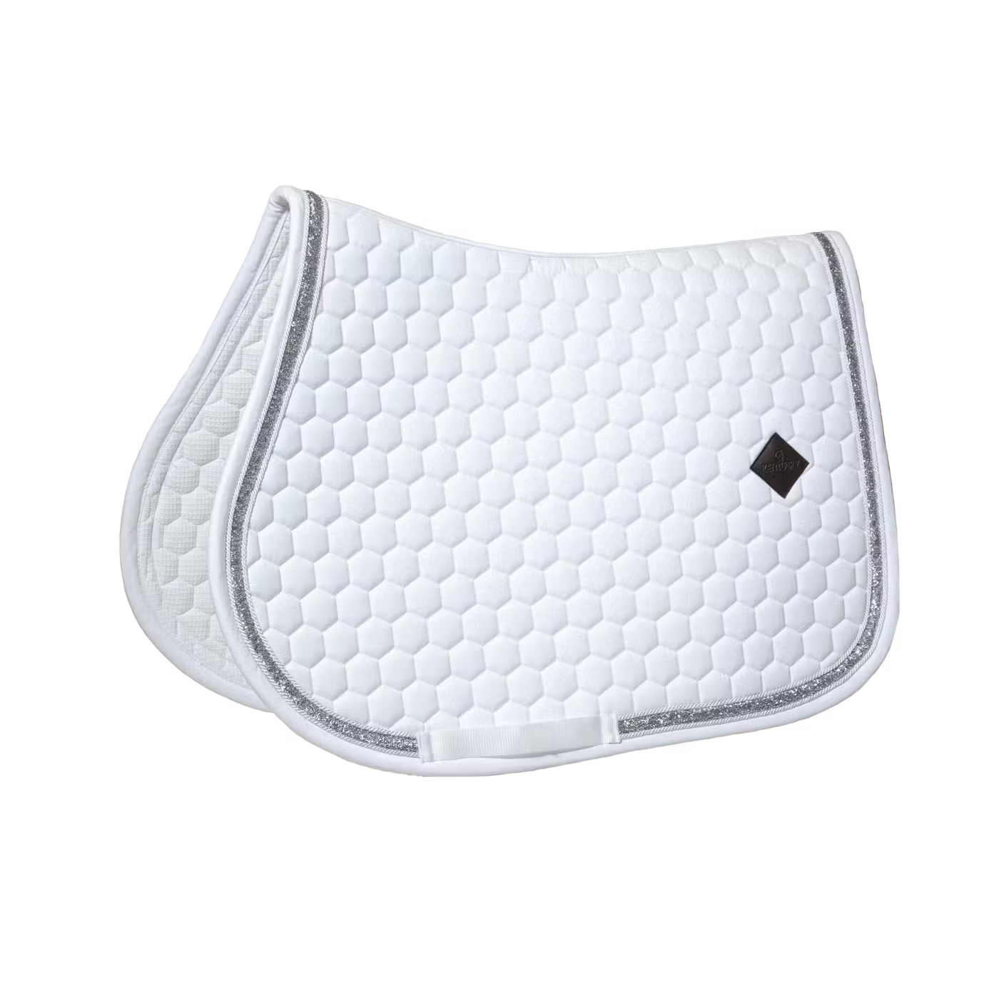 Close-up of the sparkling glitter band on the Kentucky Saddle Pad.