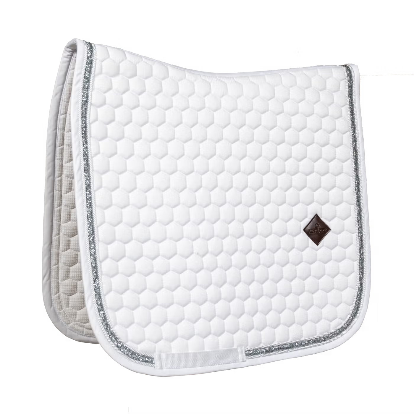 Kentucky Horsewear Glitter Band Saddle Pad with premium vegan leather logo.