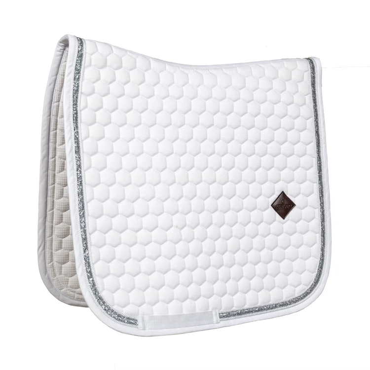 Kentucky Horsewear Glitter Band Saddle Pad with premium vegan leather logo.