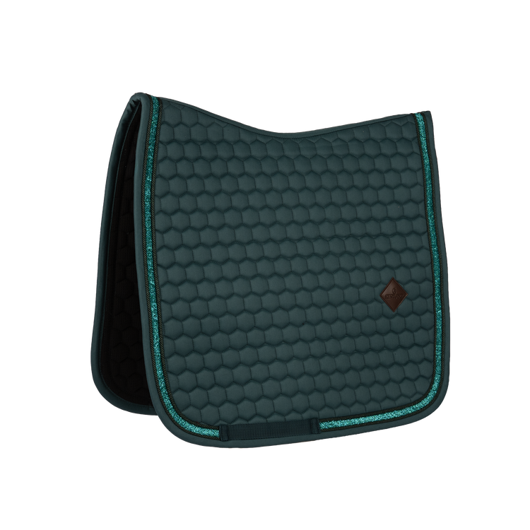 Kentucky Saddle Pad with sparkling glitter trim and elegant Kentucky Horsewear branding.