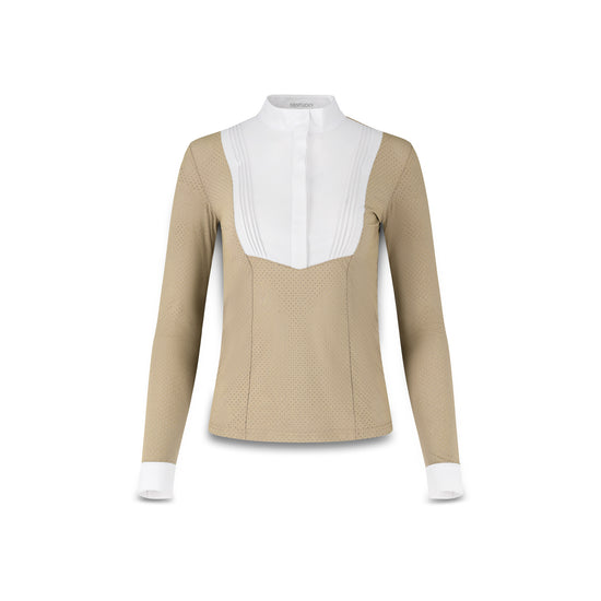 Kentucky perforated long sleeve riding shirt with technical performance fabric.