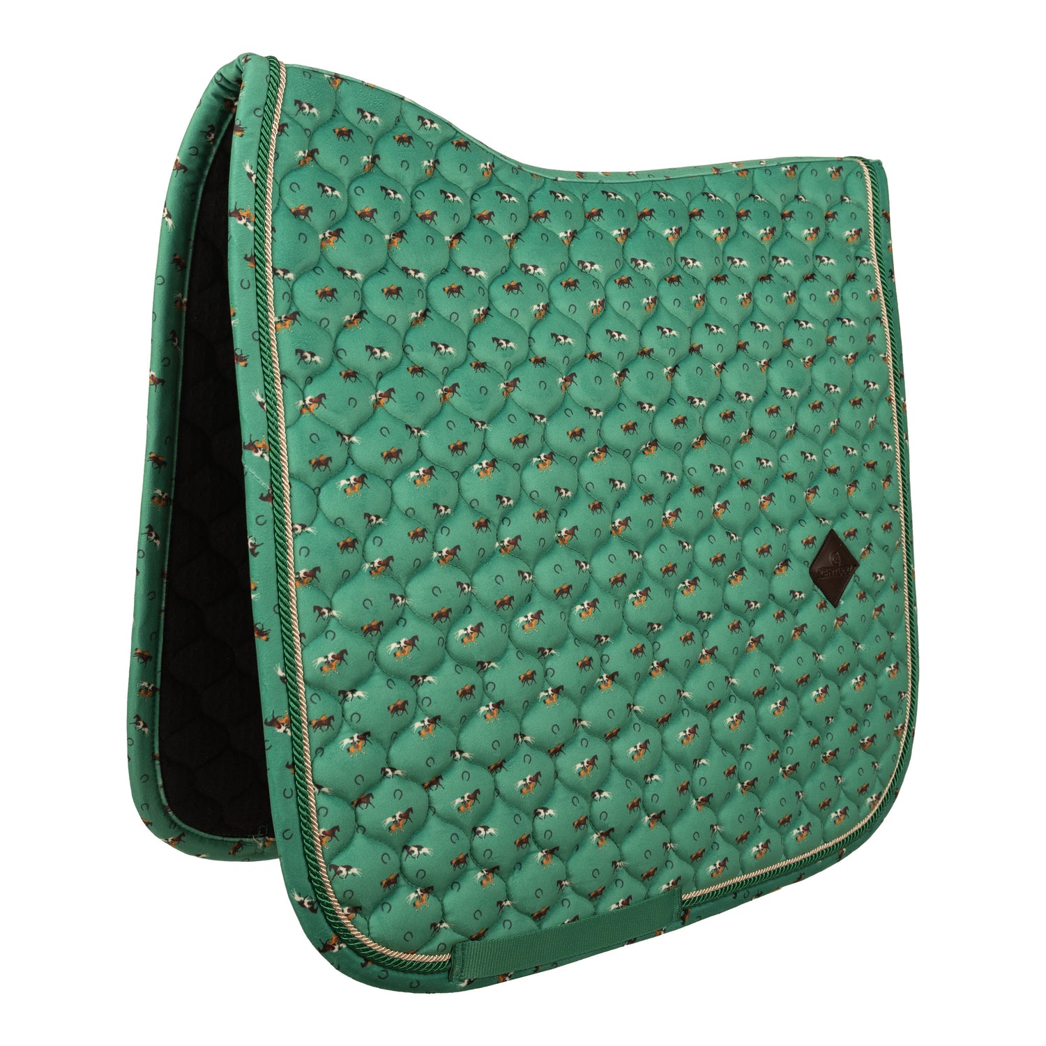 Kentucky Saddle Pad Velvet Horse Printing with horse and horseshoe design