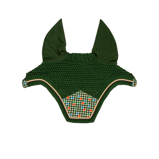 Kentucky Wellington Velvet fly veil with classic pied-de-poule pattern