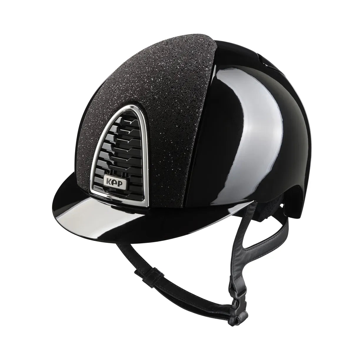 Luxury riding helmet with black Swarovski crystals