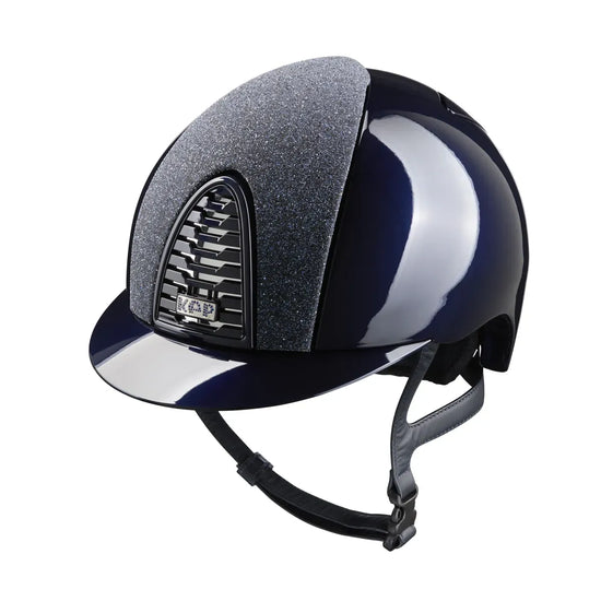 Luxury riding helmet with blue Swarovski crystals