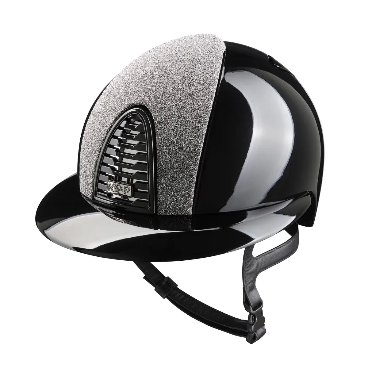Luxury riding helmet with silver Swarovski crystals