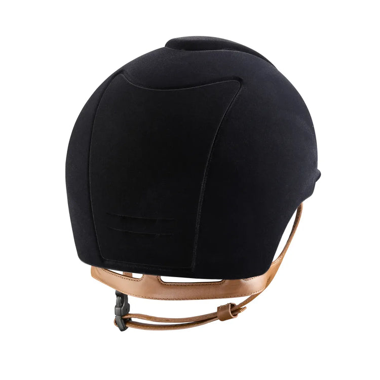 KEP velvet riding helmet with beige chinstrap