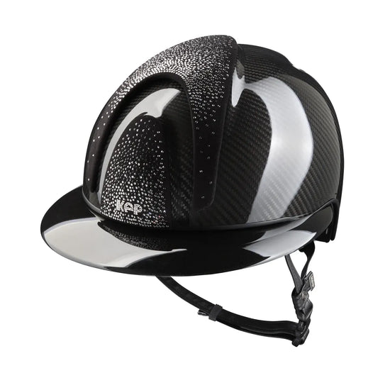 Competition riding helmet with carbon shell and Polo visor