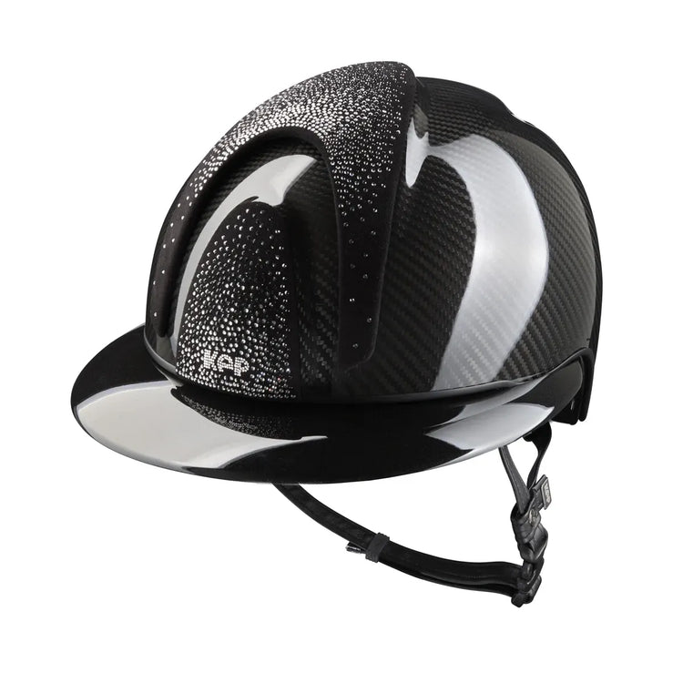 Competition riding helmet with carbon shell and Polo visor