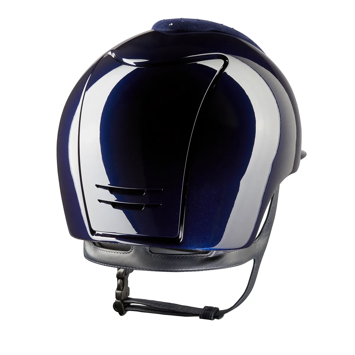 Premium KEP Italia Cromo 2.0 equestrian helmet featuring a glossy blue shell and Goccia design.