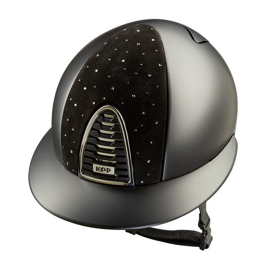KEP Italia Cromo 2.0 Goccia Textile Black riding helmet with Polo Visor.