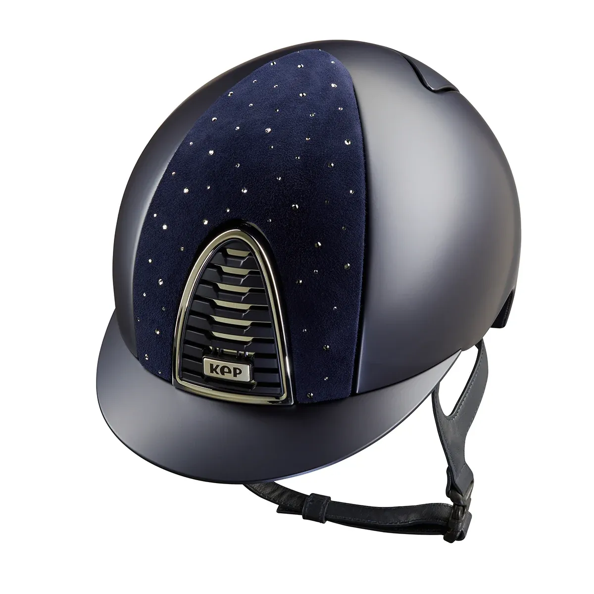 KEP Italia Cromo 2.0 Goccia Textile Blue riding helmet with a blue textile finish.