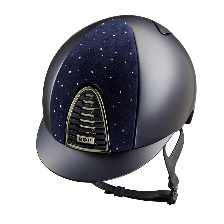 KEP Italia Cromo 2.0 Goccia Textile Blue riding helmet with a blue textile finish.
