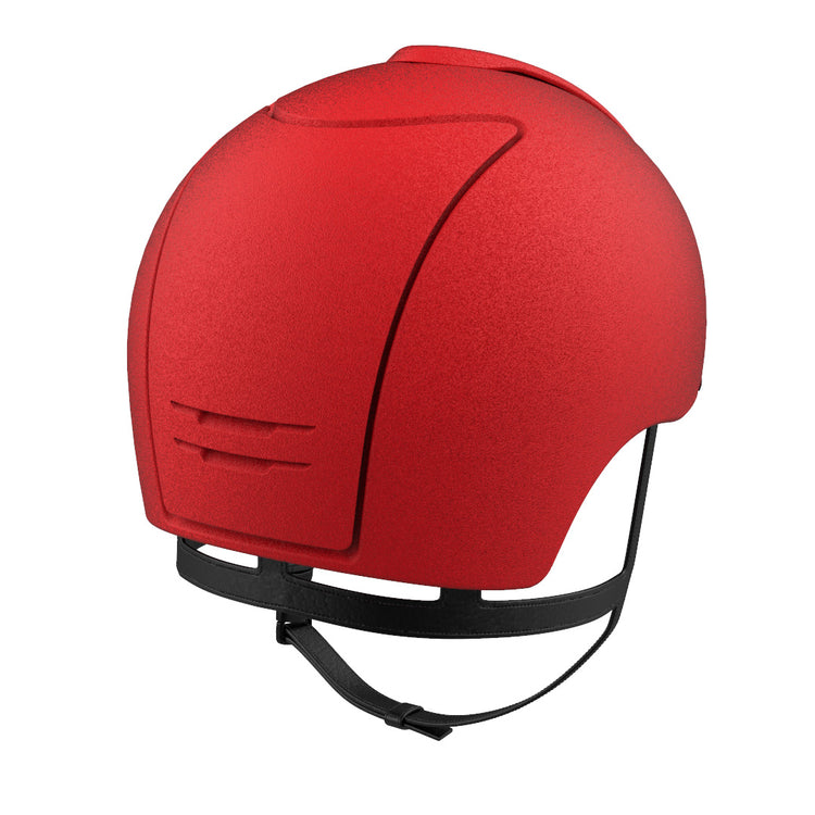 Premium KEP Italia Cromo 2.0 jockey helmet featuring a textured red shell.