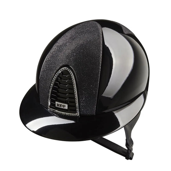 KEP Italia Cromo 2.0 Luminor Polish Black riding helmet with Polo Visor.