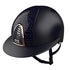 KEP Italia Cromo 2.0 Textile Blue riding helmet with Cocco leather inserts and a polo visor.