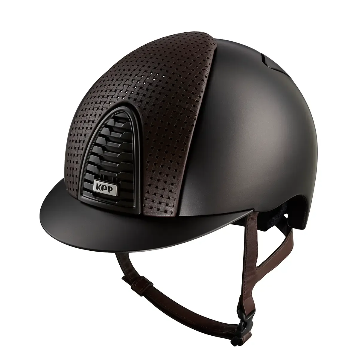 Lightweight riding helmet with ventilation system brown