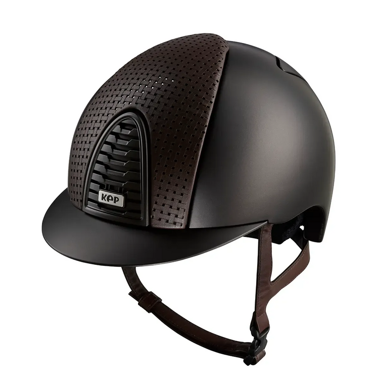 Lightweight riding helmet with ventilation system brown