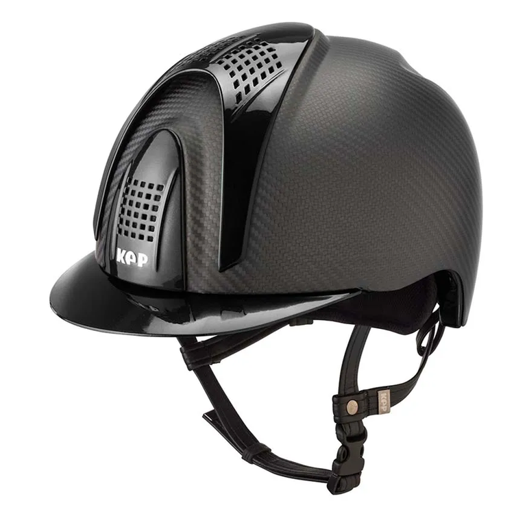 KEP Italia E-LIGHT Carbon Black Matt riding helmet with Black Shine inserts.