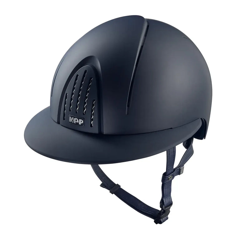 Textile riding helmet with Polo visor blue