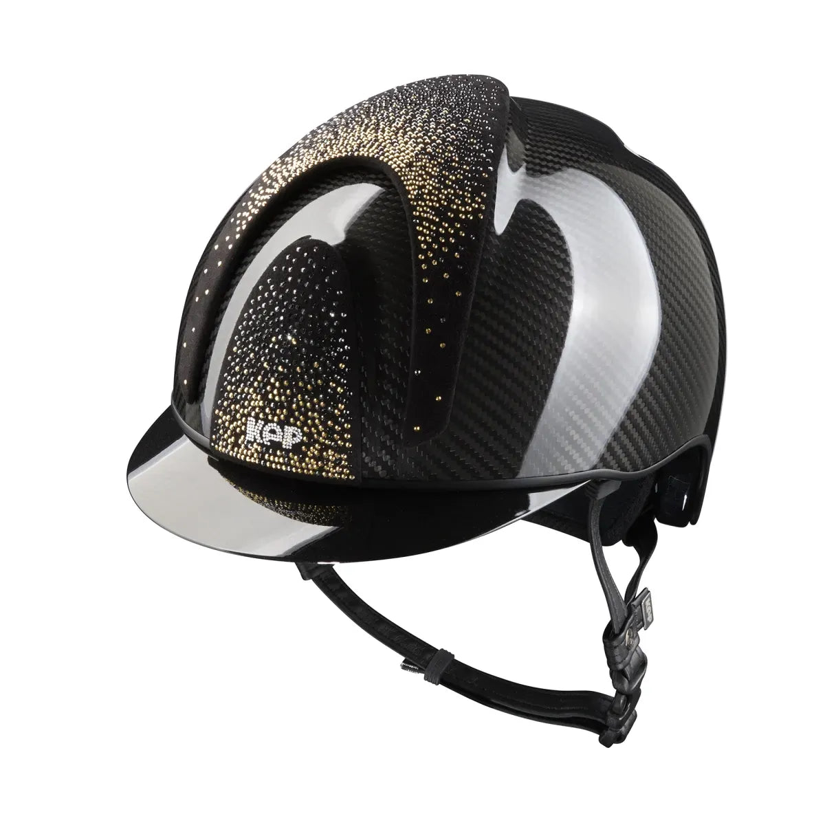 Lightweight Italian carbon riding helmet in gloss black